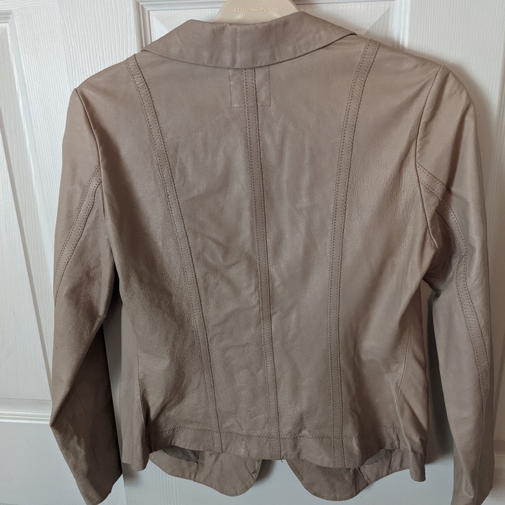 Anthropologie Elevenses Tan Leather Blazer, Sz M - Picture 3 of 4